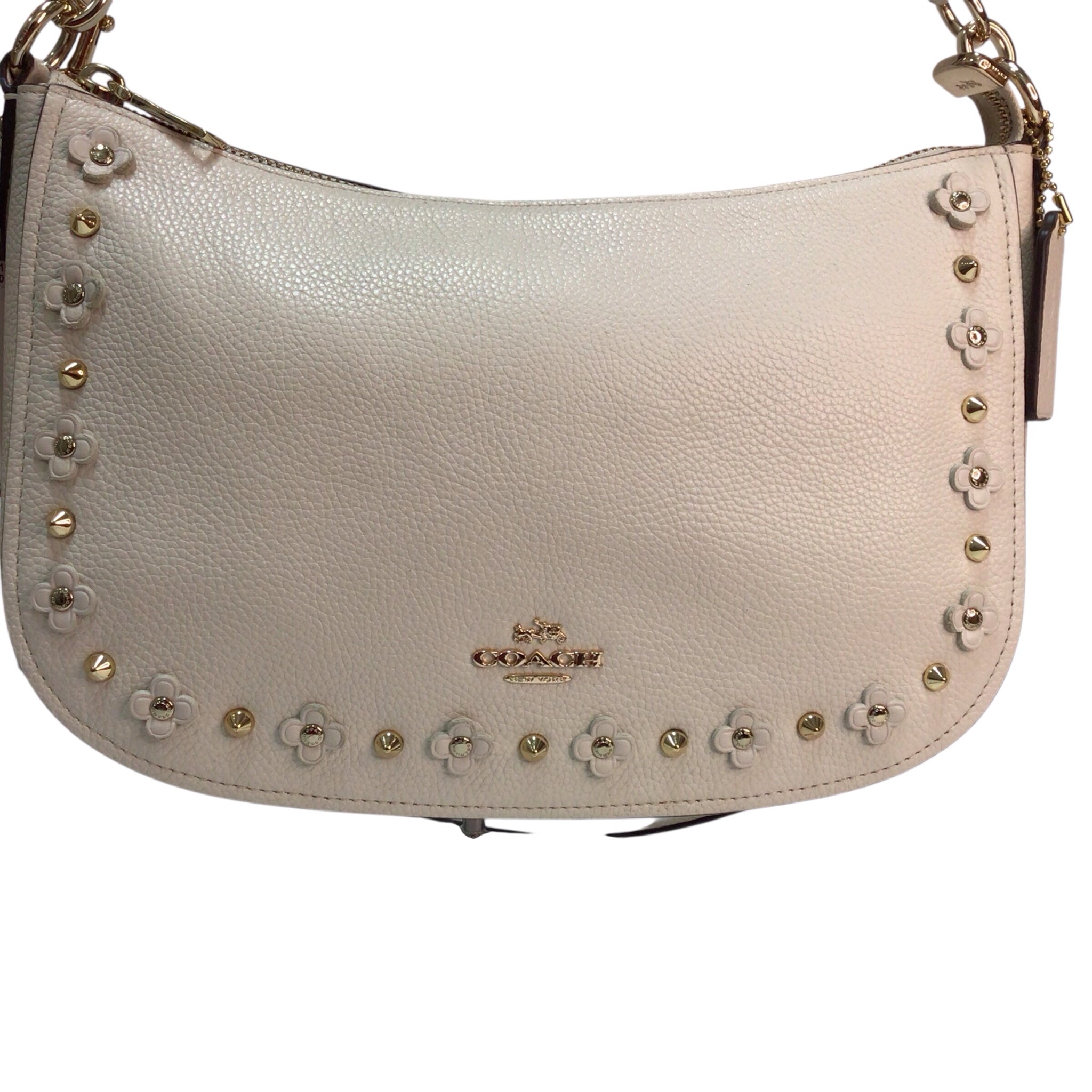 Coach "Chelsea" Pebbled Leather Crossbody Satchel Shoulder Bag Cream