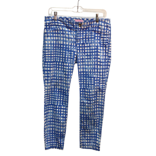 Lilly Pulitzer Blue White Plaid Crops Size 4