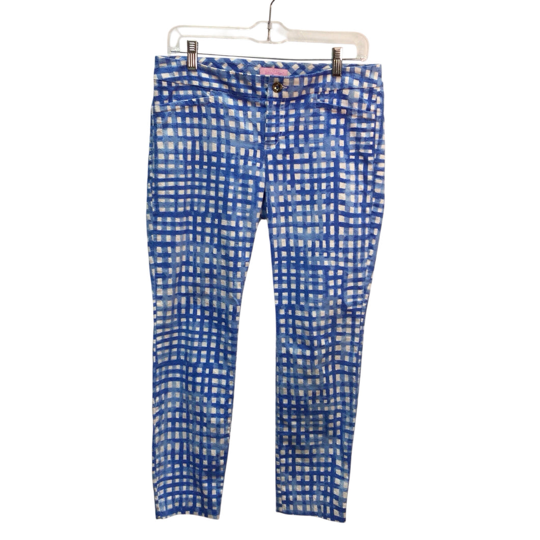 Lilly Pulitzer Blue White Plaid Crops Size 4