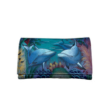 Load image into Gallery viewer, Anuschka Leather Dolphins Checkbook Wallet