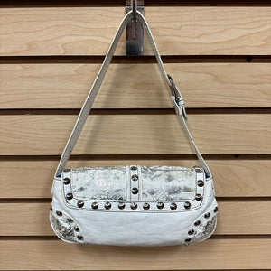 Ed Hardy Small Studded Handbag White Silver