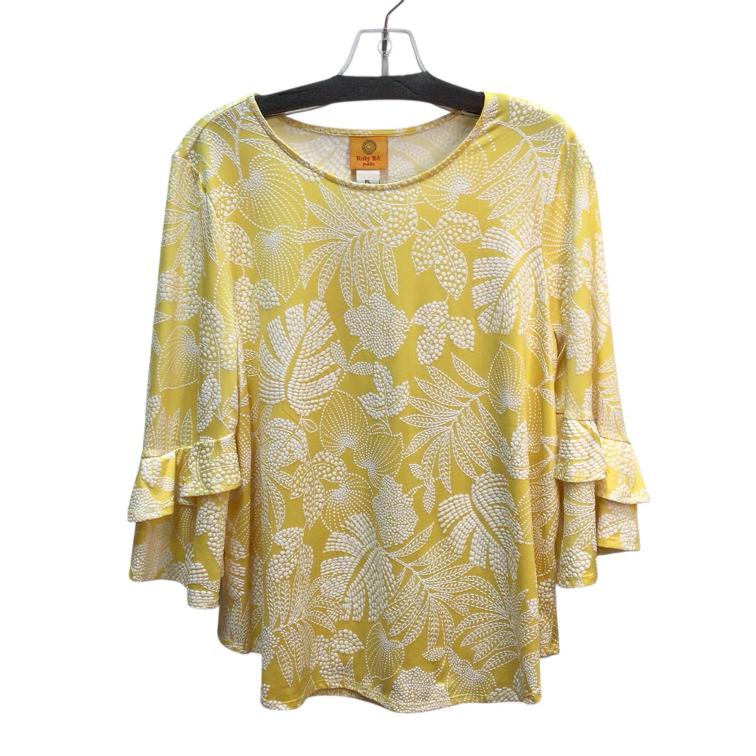 Ruby Rd Yellow Long Sleeve Top Size PL