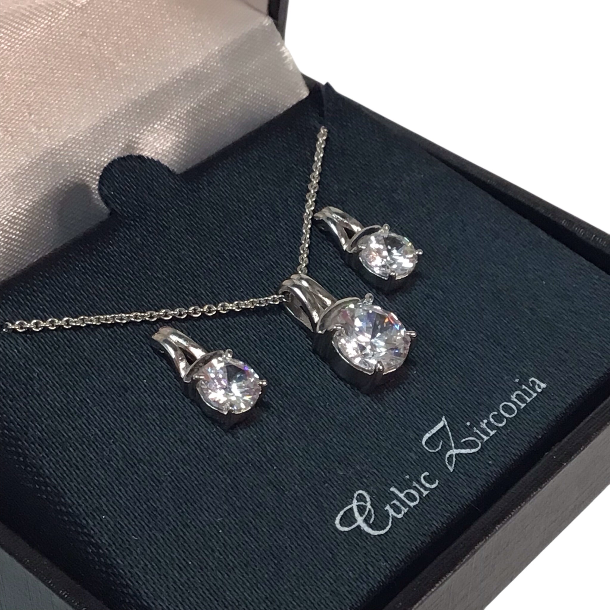 Cubic Zirconia Necklace & Earring Set