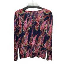 Load image into Gallery viewer, Talbots Navy Blue Flowers Long Sleeve Top Size Medium