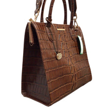 Load image into Gallery viewer, Brahmin Brown Leather Embossed Shoulder Bag Satchel