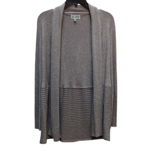 JM Collection Gray Silver Shimmer Long Sleeve Cardigan Size S