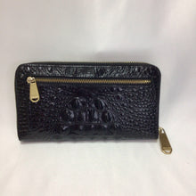 Load image into Gallery viewer, Brahmin Croc Embossed Black Leather Zip Around Wallet