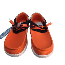 Load image into Gallery viewer, Hey Dude Orange and Black Wally Tri Party Animal Shoes Size 9.5 NWT