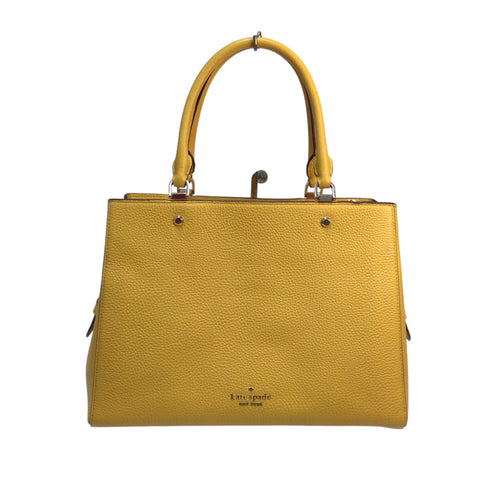 Kate Spade Pebbled Leather Yellow Satchel Crossbody Bag