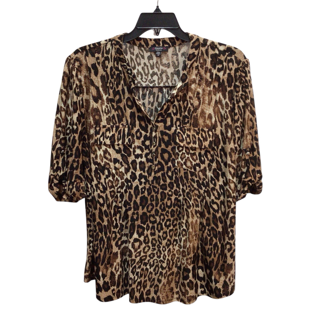 Cocomo Leopard Print Short Sleeve Top Size 2X