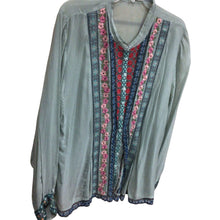 Load image into Gallery viewer, Johnny Was Longsleeve Blouse Green Background Size XL