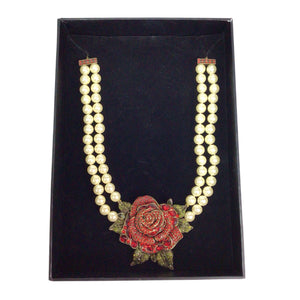 Rare Heidi Daus Rose Elegance Crystal Floral Necklace
