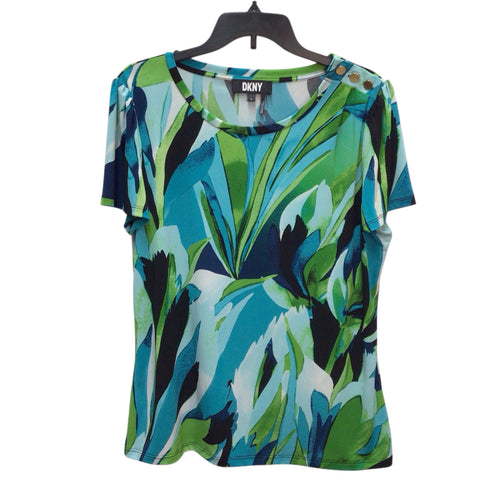 DKNY Blue And Green Short Sleeve Top Size XL