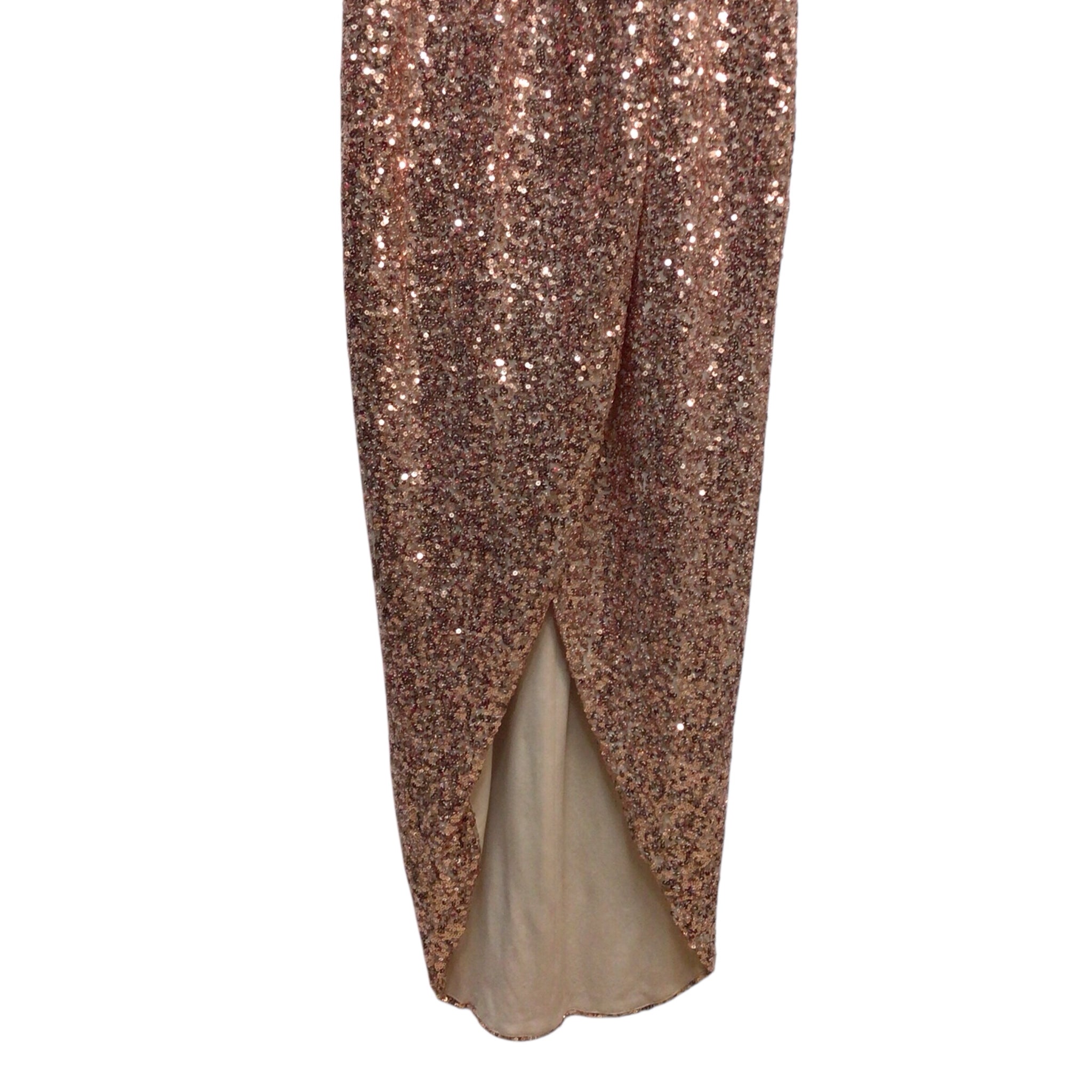 Belle Badgley Mischka Rose Gold Sleeveless Sequin Dress Size 2