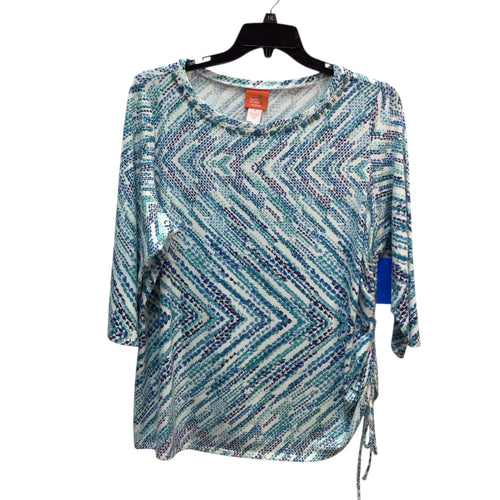 Hearts of Palm Blue Long Sleeve Top Size 1X