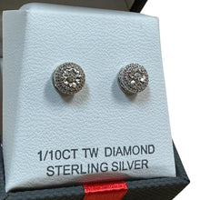 Load image into Gallery viewer, Round-Cut Diamond Stud Earrings 1/10 CT TW Sterling Silver