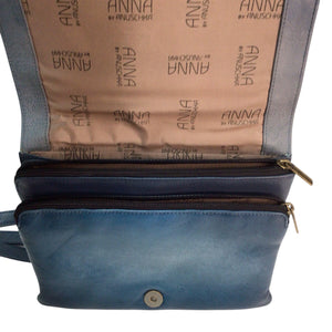 Anna by Anuschka Love in Paris Medium Saddle Crossbody Bag Blue 8301