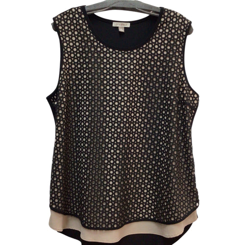 Roz & Ali Sleeveless Black/Tan Top Size XL