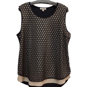 Roz & Ali Sleeveless Black/Tan Top Size XL