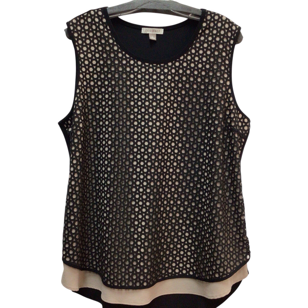 Roz & Ali Sleeveless Black/Tan Top Size XL