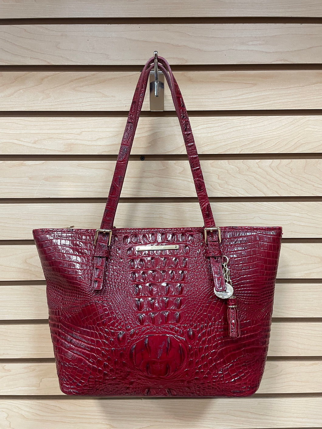 Brahmin Leather Medium Asher Shoulder Bag Red