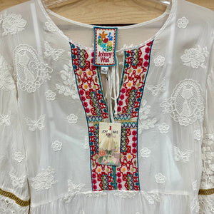Johnny Was Meow Tunic Long Sleeve (Slip) Dress White Size X-Large