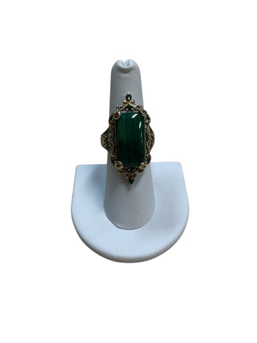 Emerald Sterling Silver Ring Size 8