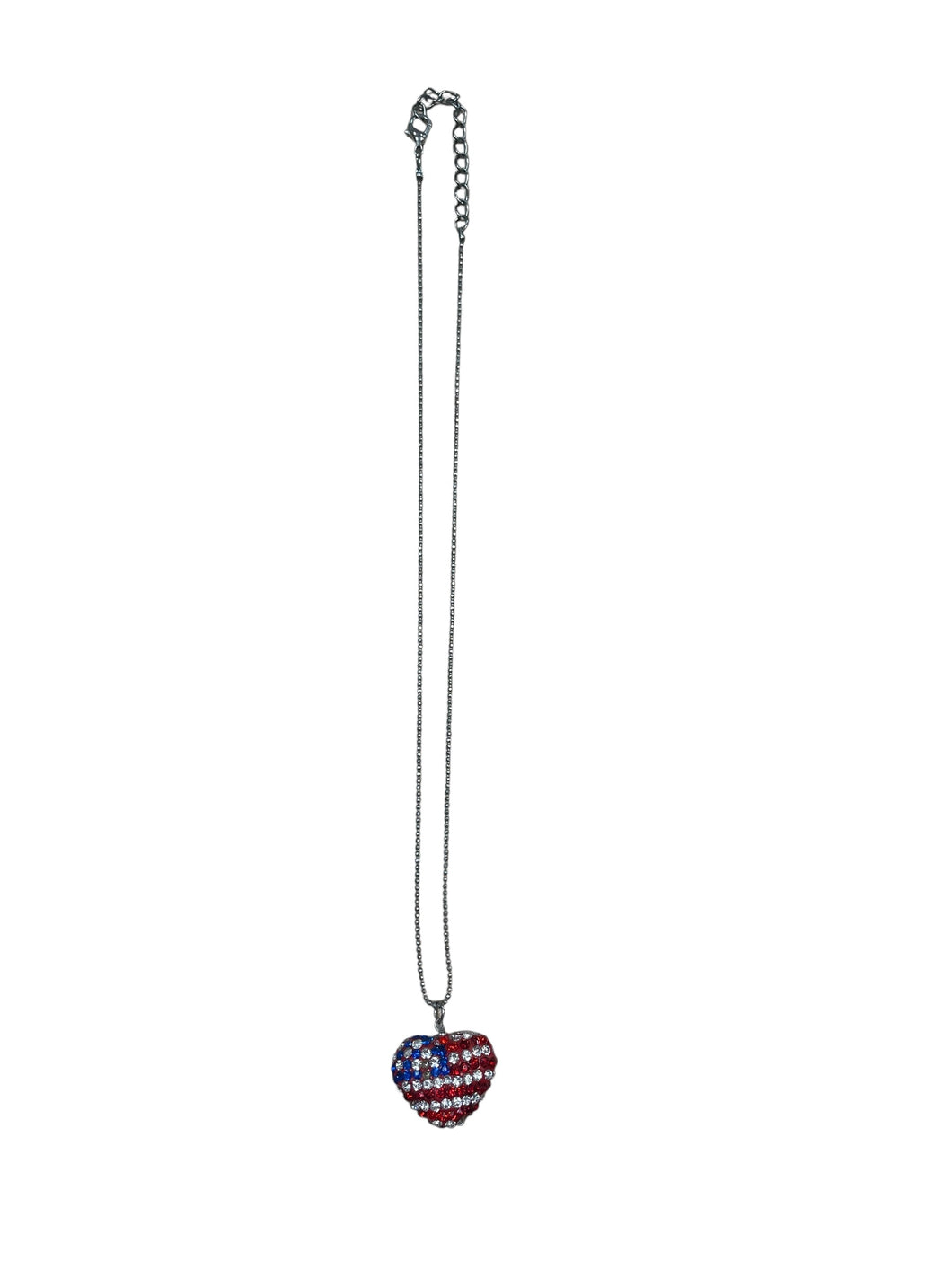 American Flag Heart Necklace Red, White And Blue