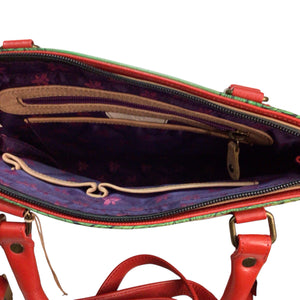Anuschka Handpainted Leather Le Cafe Satchel Shoulder Bag NWT