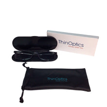Load image into Gallery viewer, Thin Optics Reading Glasses +2.0 Black with Case