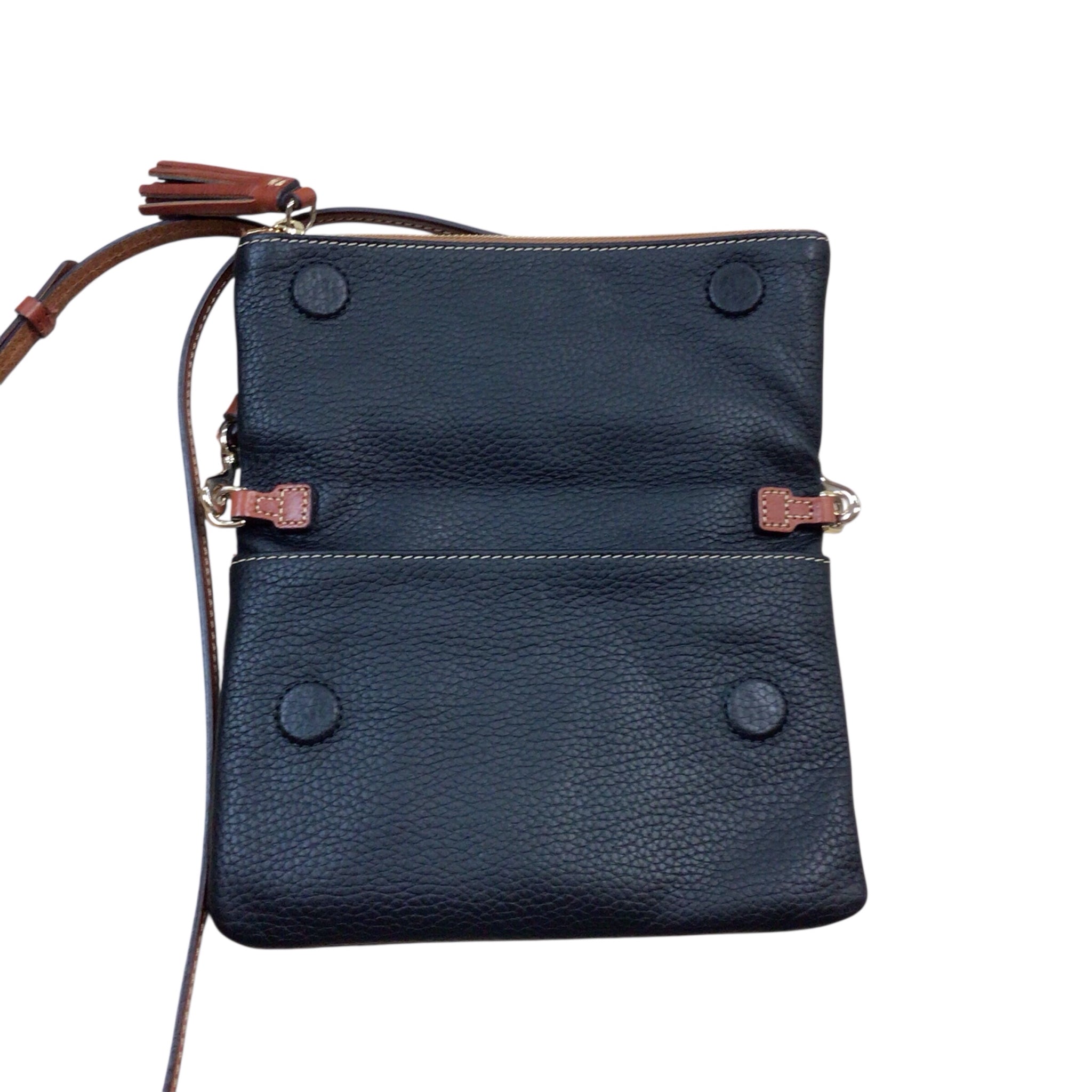 Dooney & Bourke Pebbled Leather Foldover Zip Crossbody Bag Black