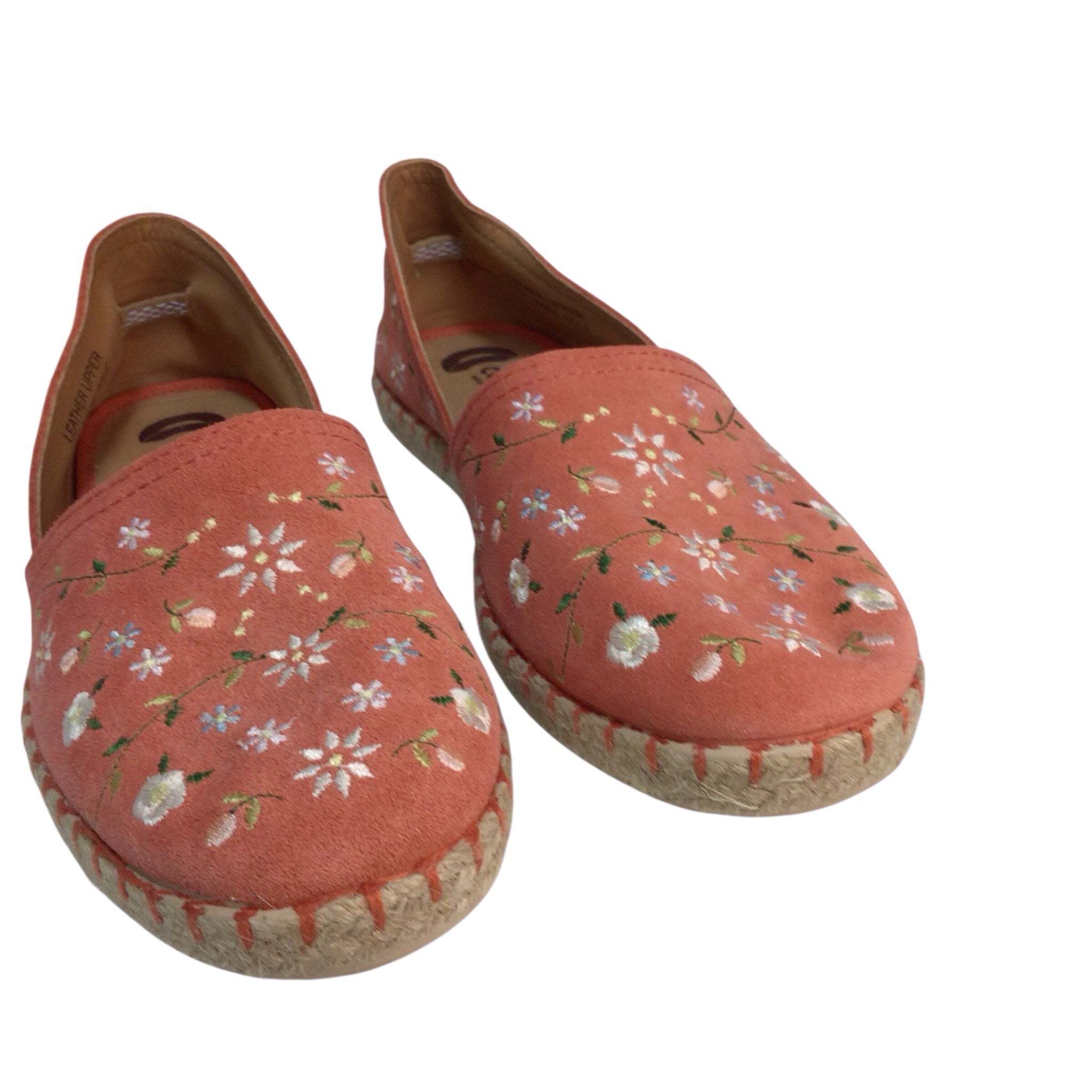 Costa Slip on Shoes Leather Uppers Floral Peach Size 8.5