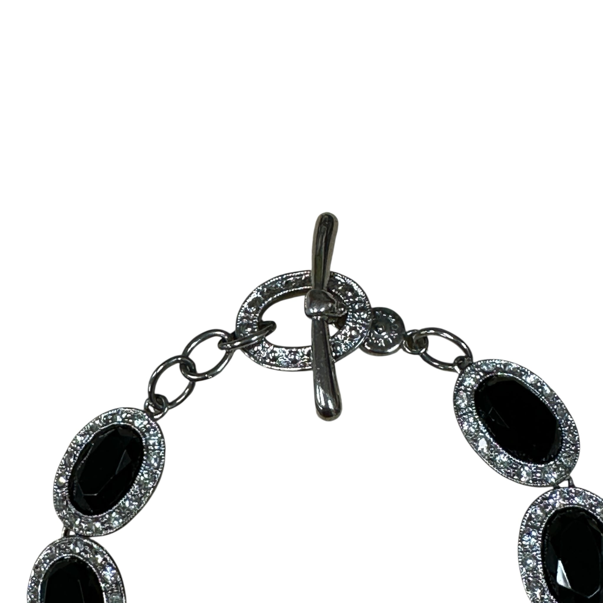 Monet Black Gemstone & Rhinestone Bracelet