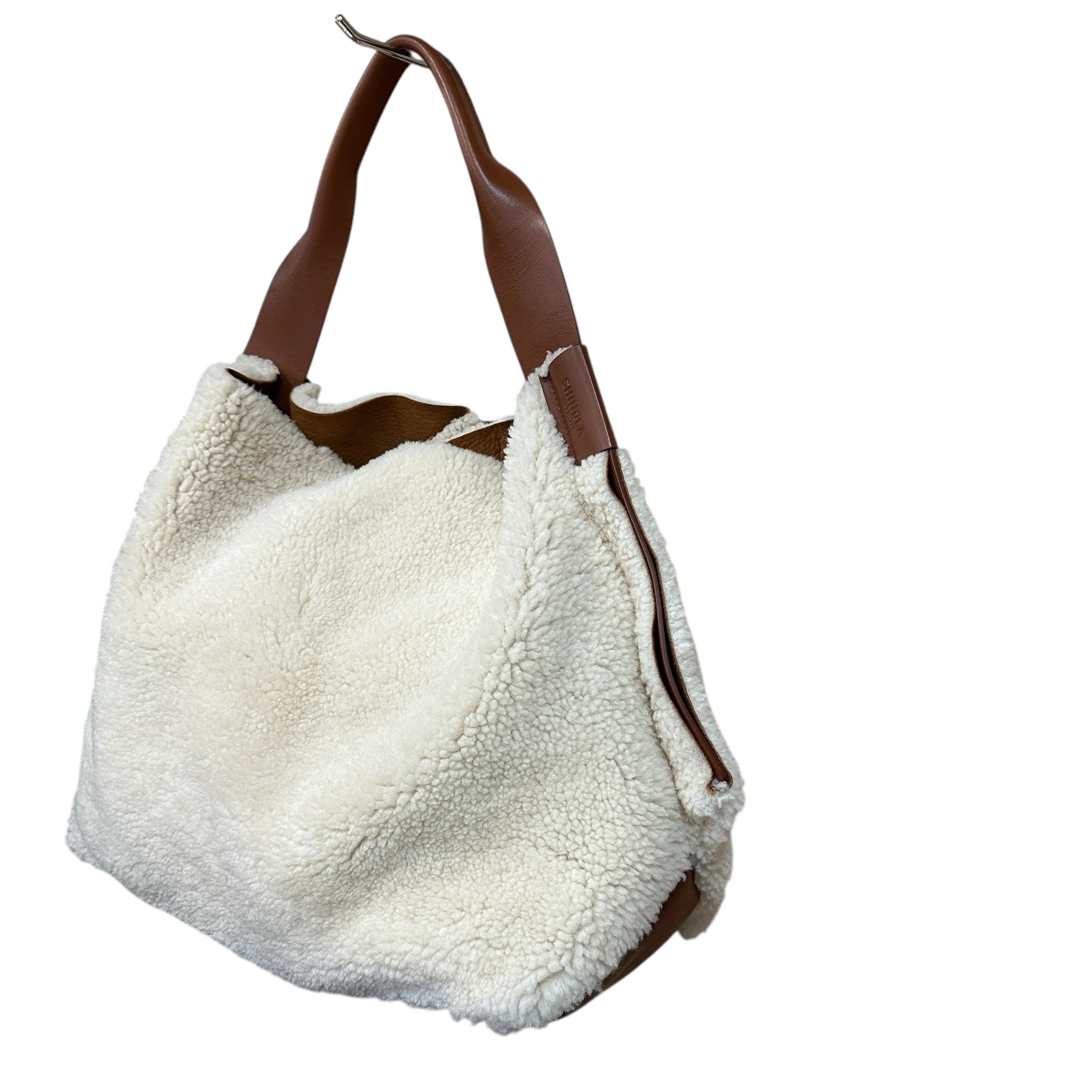 Shinola "The Runwell" Shearling Oat & Tan Shoulder Bag