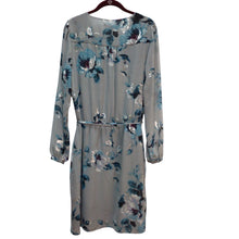 Load image into Gallery viewer, White House Black Market Feather with River Teal Long Sleeve Dress Size 8 NWT
