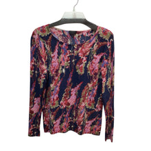 Load image into Gallery viewer, Talbots Navy Blue Flowers Long Sleeve Top Size Medium