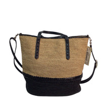 Load image into Gallery viewer, Brighton Straw Satchel Crossbody Bag Tan &amp; Black
