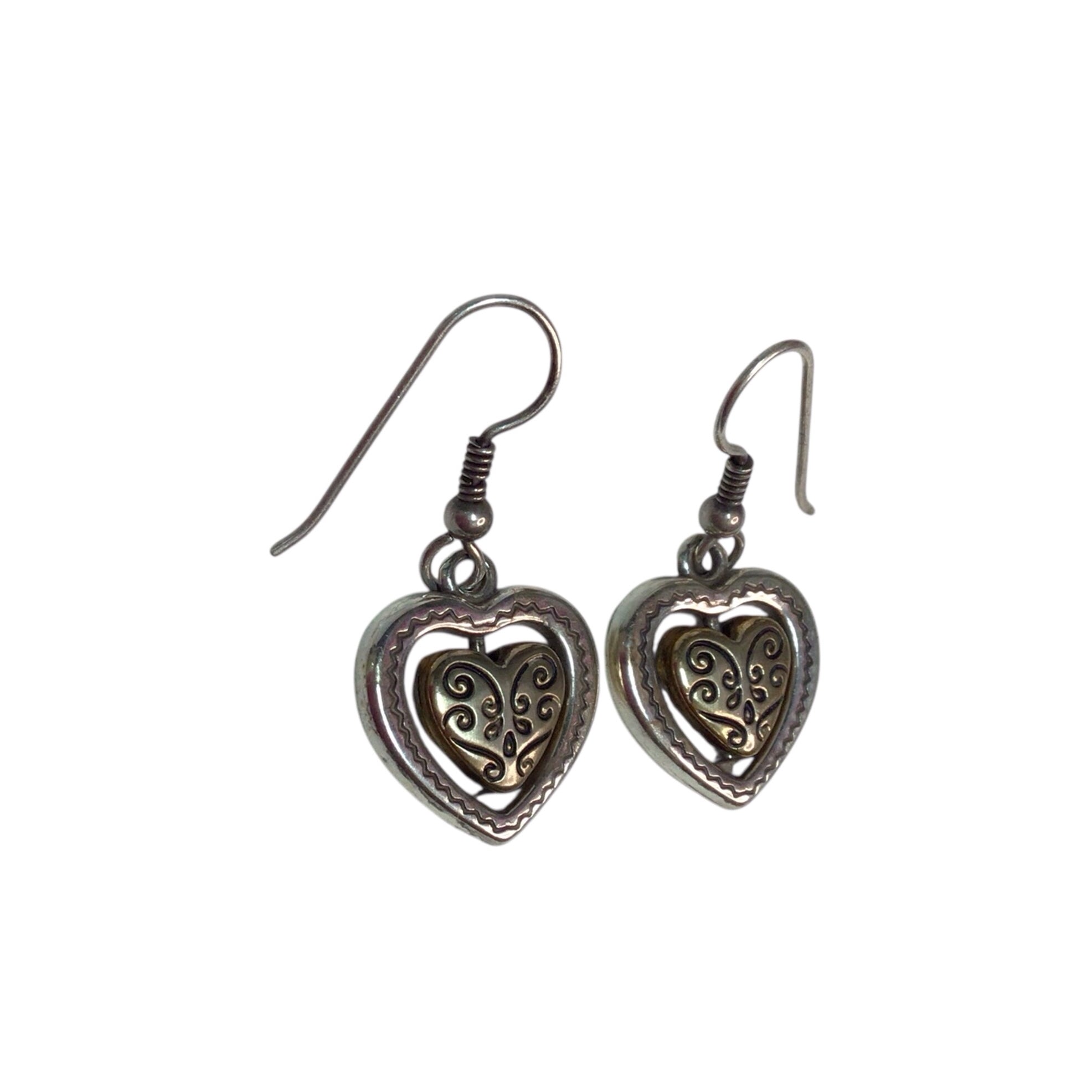 Brighton Aurora Heart Two Tone Reversible Silver Gold Plate Earrings