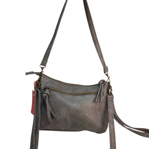 Stone Mountain Gray Leather Wristlet, Shoulder Bag, and Crossbody Bag NWT