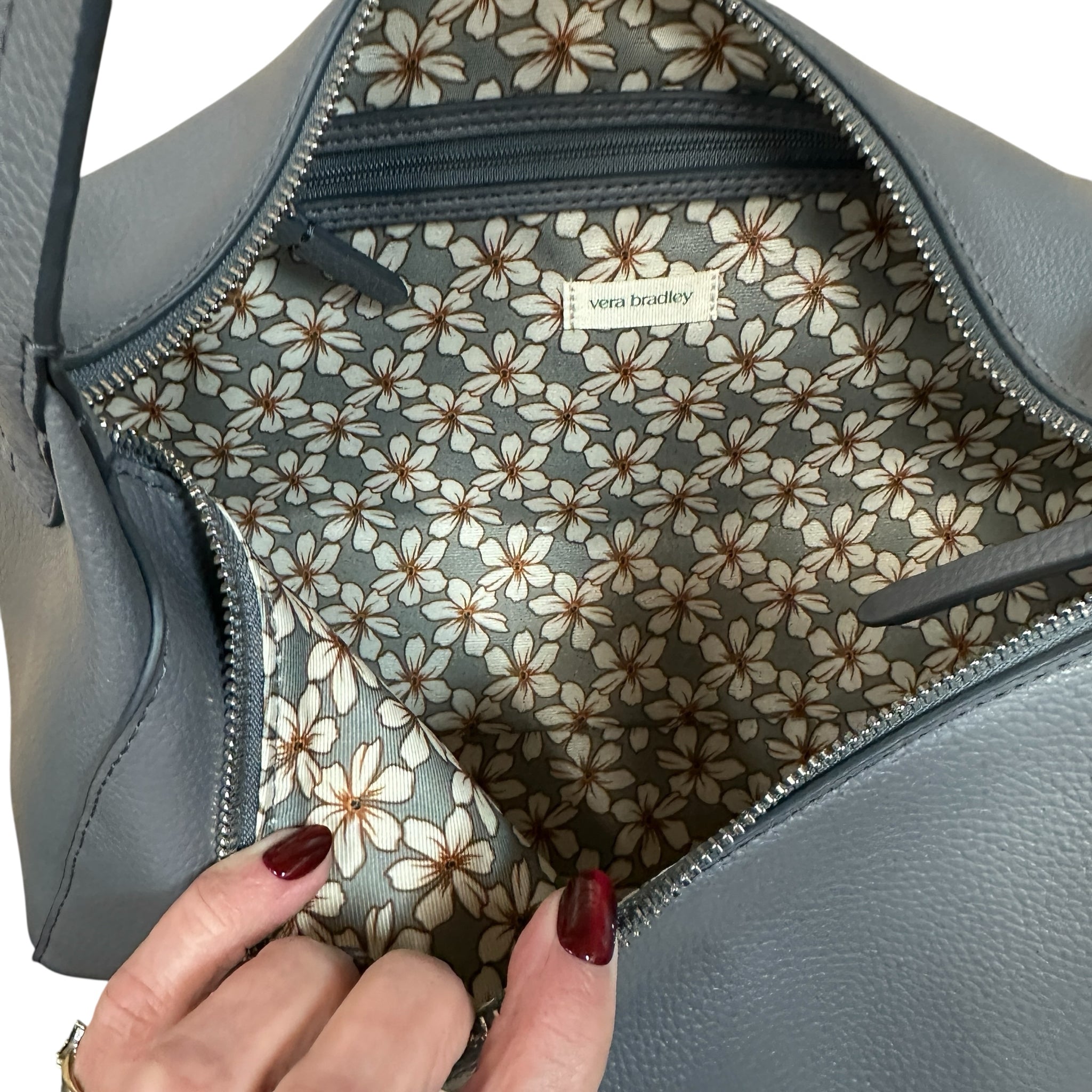 Vera Bradley Gray Faux Leather Slouchy Shoulder Bag