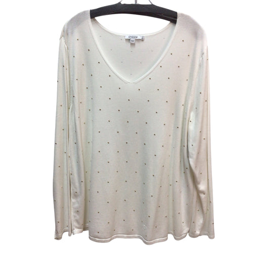 Chico's White Beads Long Sleeve Top Size 4 XXL