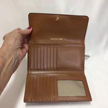 Load image into Gallery viewer, Michael Kors Brown Signature Fold over Wallet