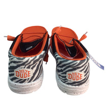 Load image into Gallery viewer, Hey Dude Orange and Black Wally Tri Party Animal Shoes Size 9.5 NWT