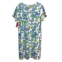 Load image into Gallery viewer, Smith &amp; Quinn Blue And Green Flowers Short Sleeve Dress Size M
