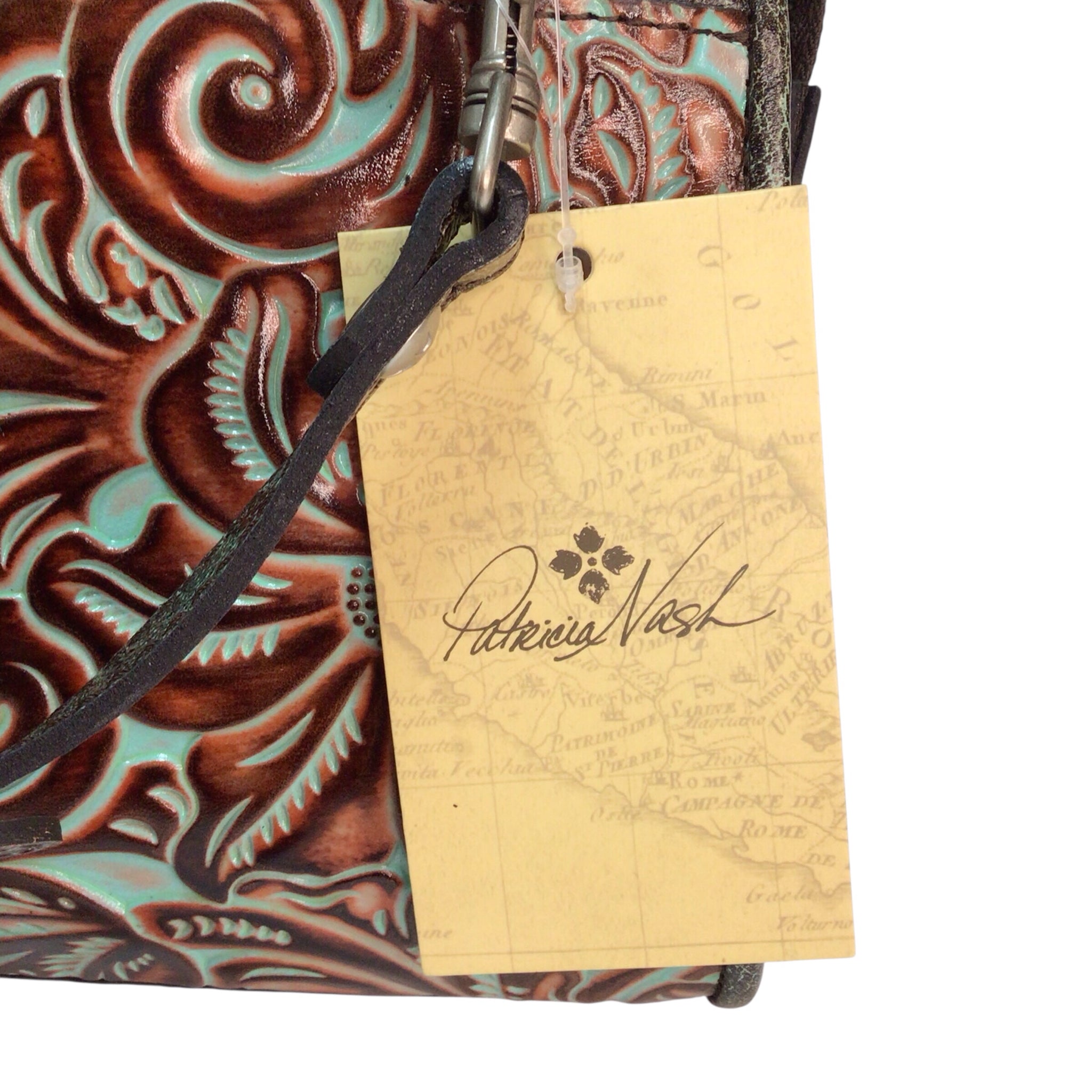 Patricia Nash Paris Turquoise Leather Satchel Crossbody Bag NWT