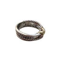 Load image into Gallery viewer, David Yurman X Crossover Band Ring Sterling Silver with 18K Yellow Gold Size 6