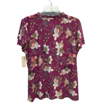 Load image into Gallery viewer, Anne Klein Purple Floral Dress Short Sleeve Top Size L