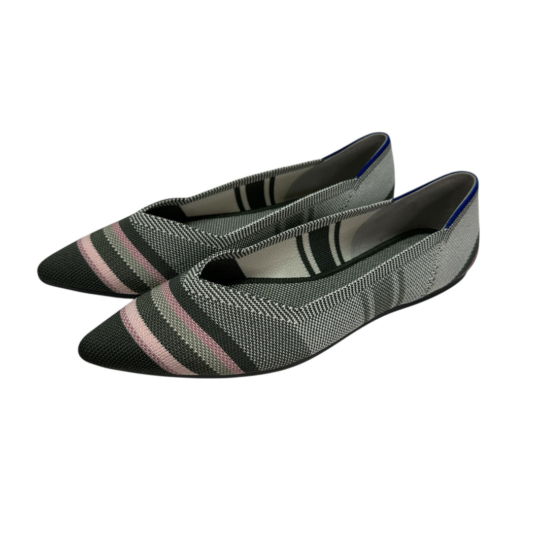 Rothy's The Point Inverse Gray & Pink Stripe Flats Size 8.5