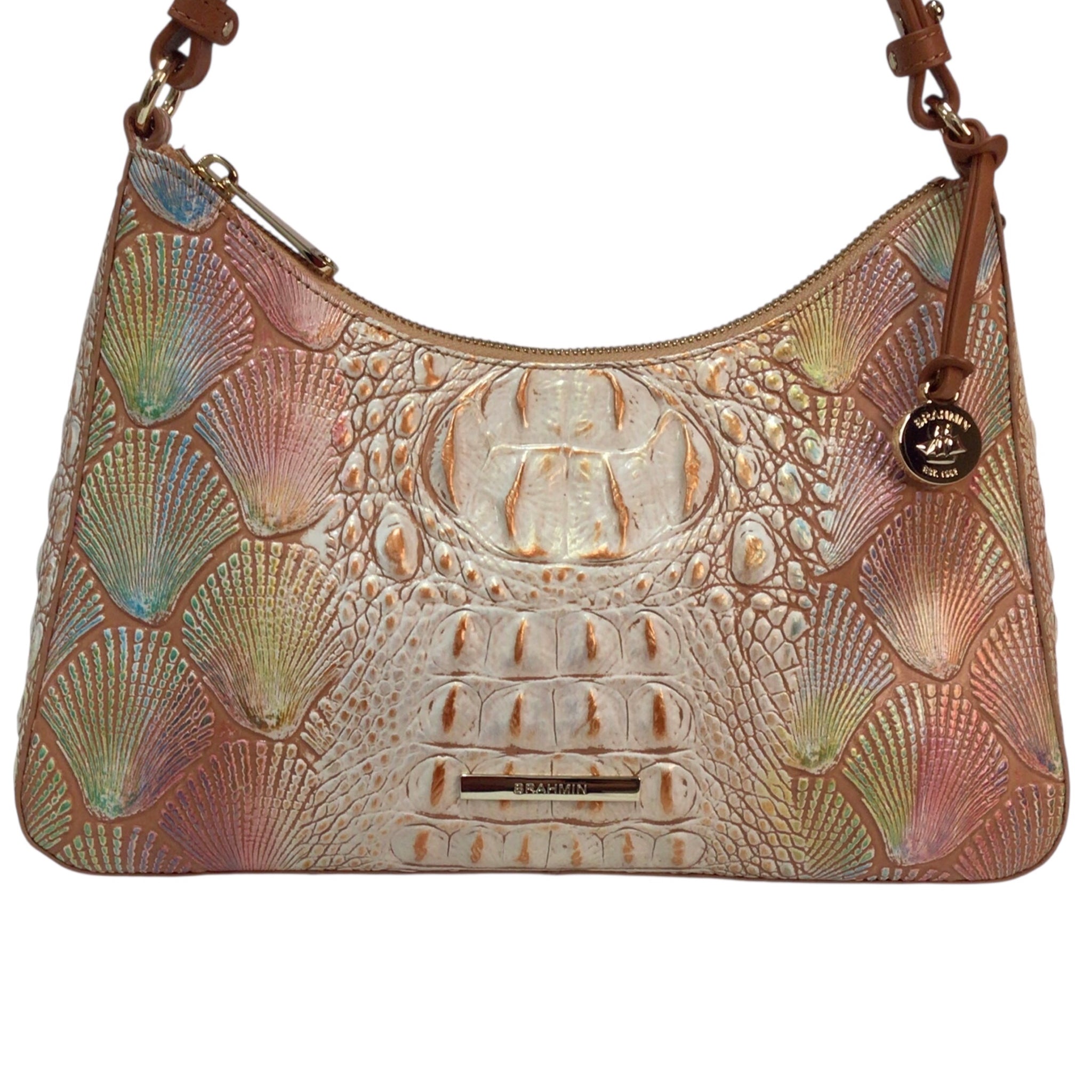 Brahmin Katie Scallop Bondi Coral Rainbow Shoulder Crossbody Bag