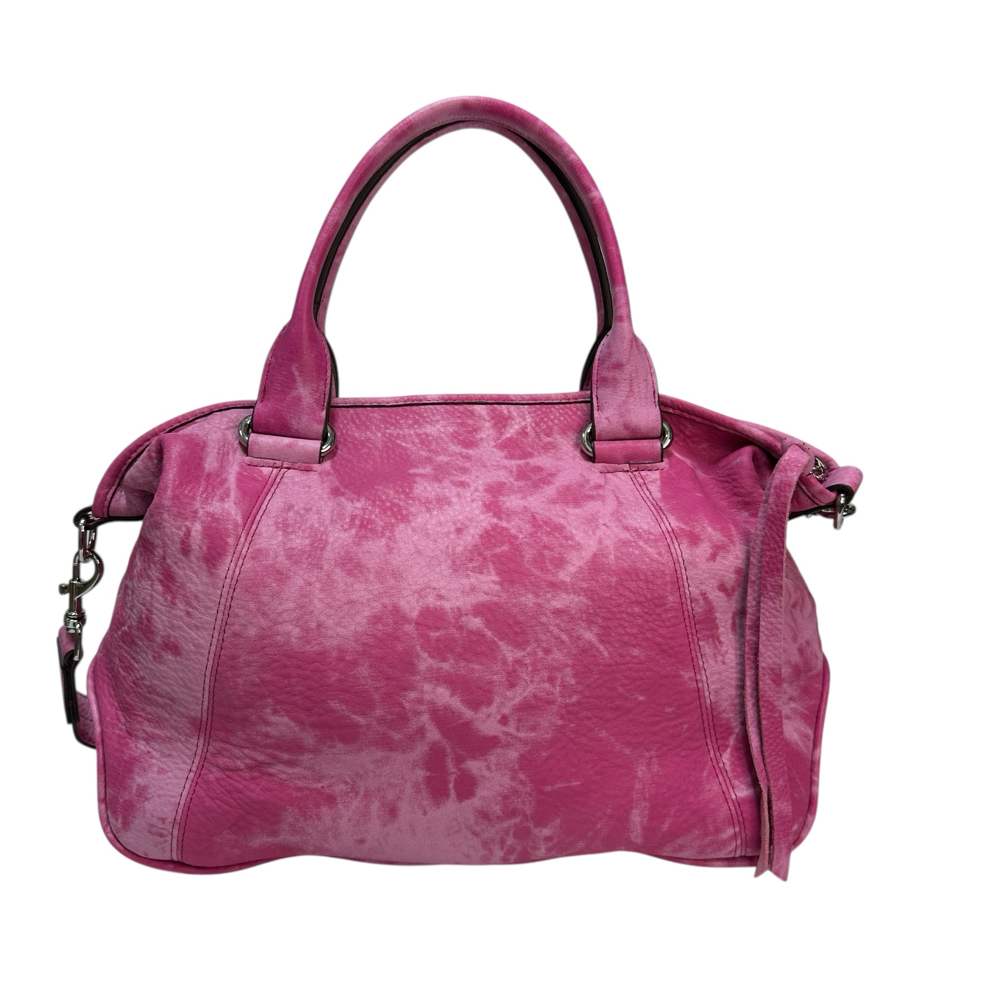 Aimee Kestenberg Let's Ride Pink Tie Dye Leather Satchel Shoulder Bag NWT